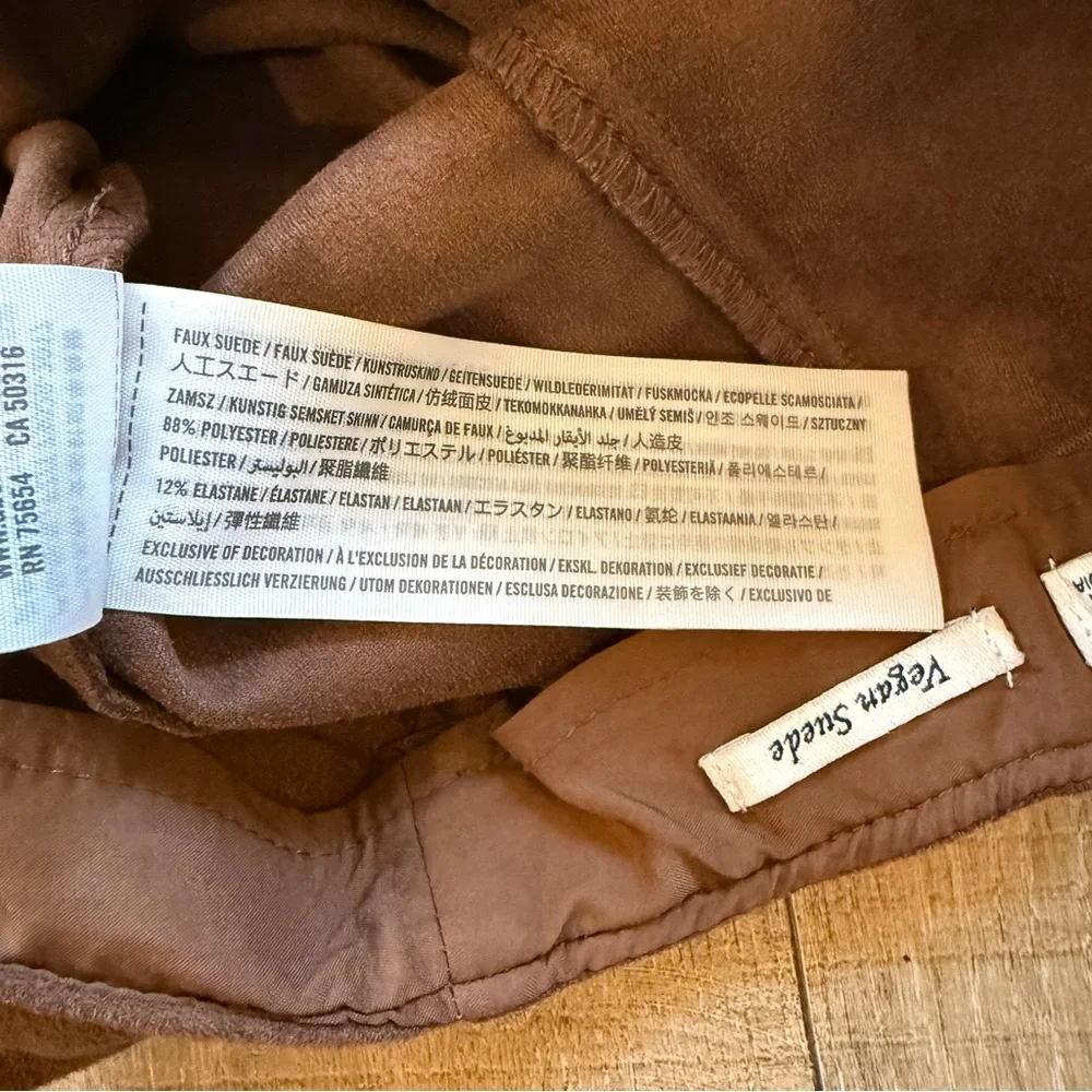 Abercrombie & Fitch Chocolate Brown Vegan Suede A-Line Zip Mini Skirt XS twee